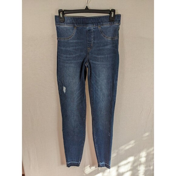 Spanx Jeans Women’s Small Distressed Ankle Skinny Medium Wash Pull On 20203R - Picture 1 of 11